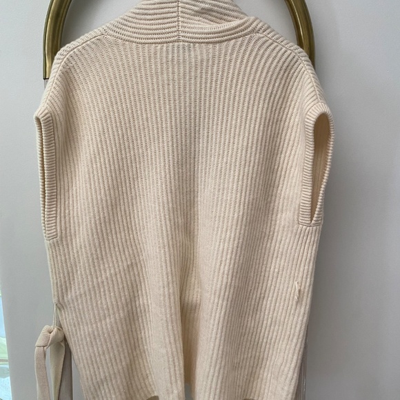 Intermix Womens Wool Cashmere Ivory Kimono Fringe Belted Vest Size S - Picture 2 of 7